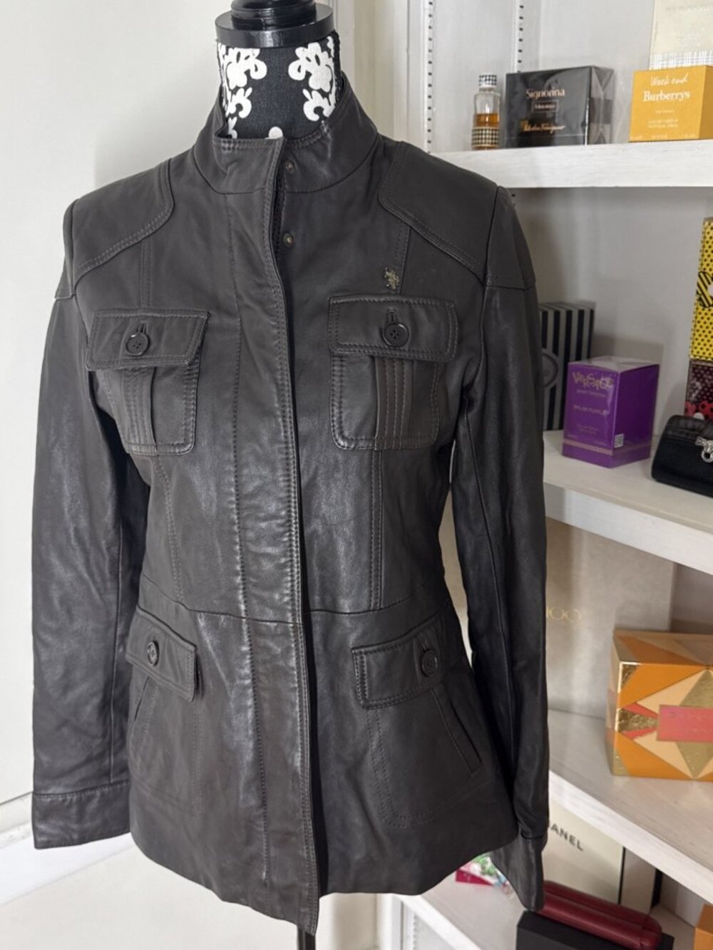 Vtg Black Genuine soft Leather Jacket US Polo Association Unisex? See Pictures